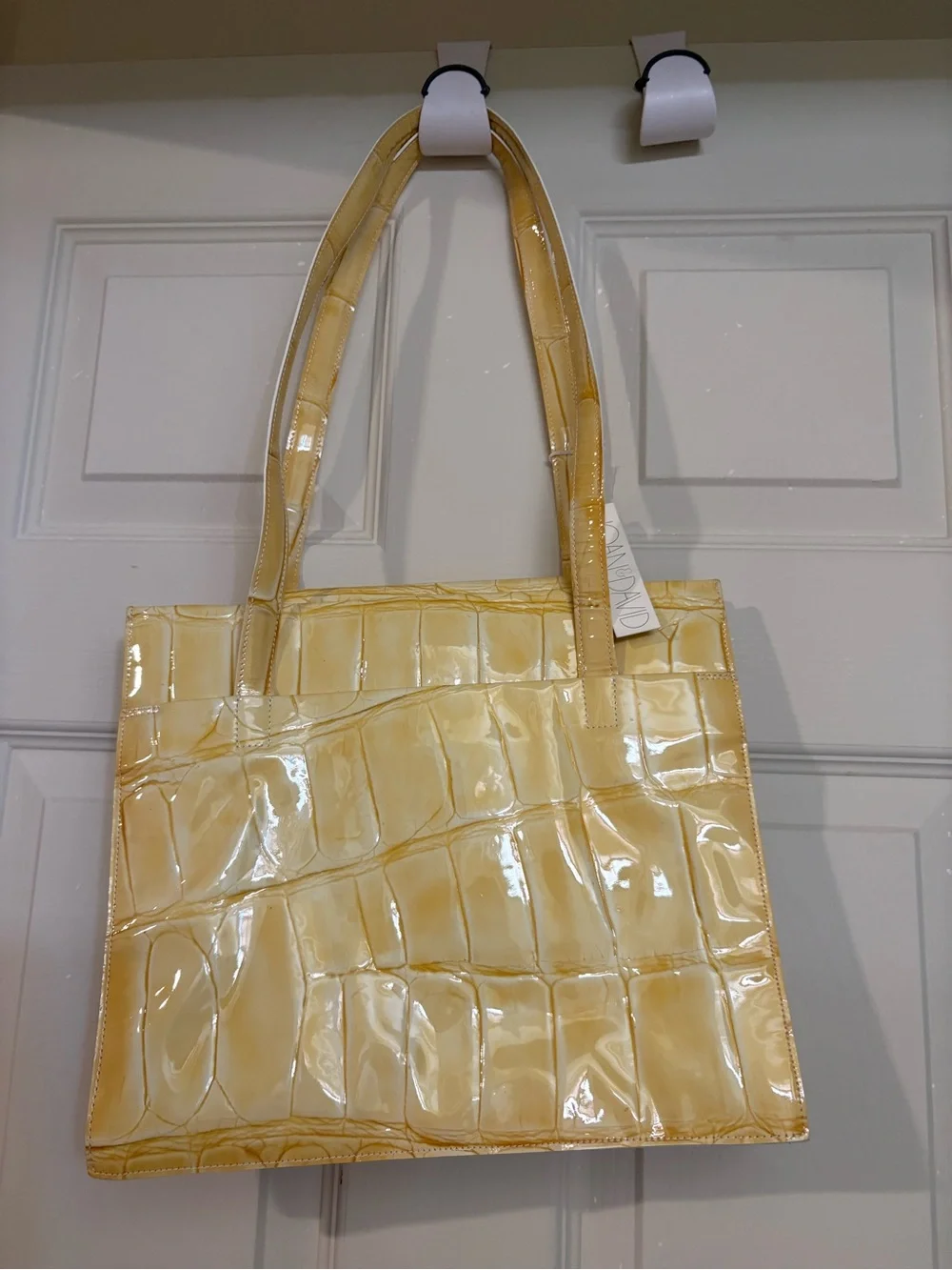 Yellow Croc-Embossed Tote Bag Joan & David